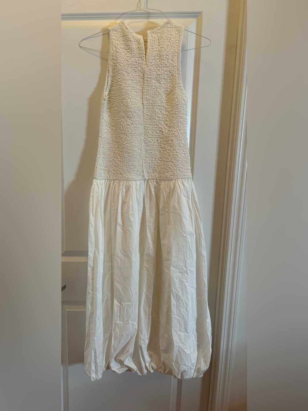 Zara White Balloon Poplin Midi Dress Sleeveless Round Neck Size Small - Picture 11 of 16